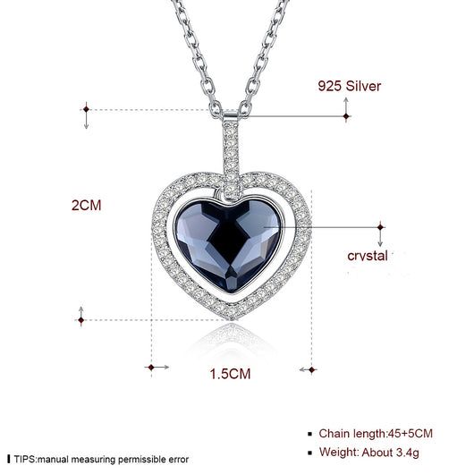 Collar de Cristal para Mujer con Corazón de Diamante en Plata Esterlina S925 - Image 7