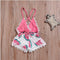 Enterizo Corto de Encaje con Estampado de Sandía y Halter