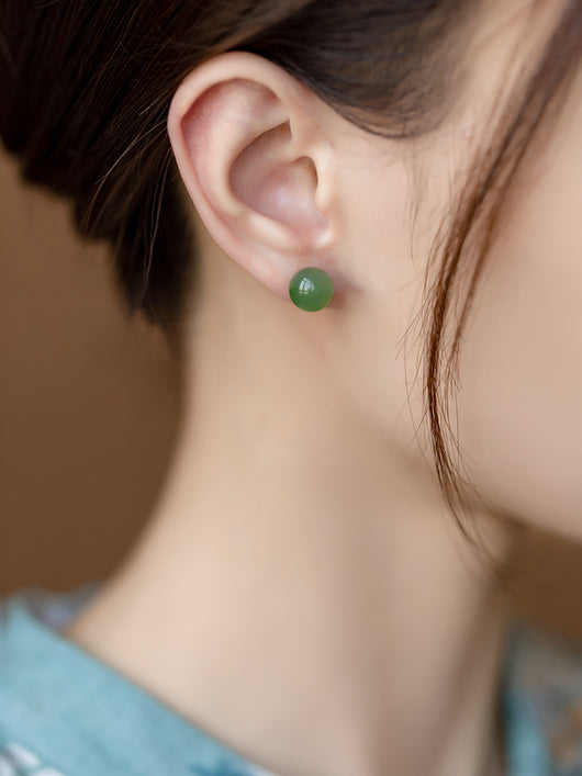 Aretes de Plata Esterlina con Jade Hetian y Baño de Oro - Image 10