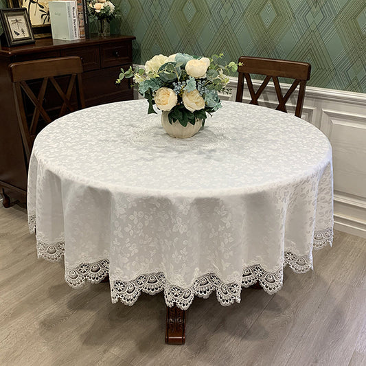 Mantel Redondo de Encaje Estilo Europeo Color Sólido