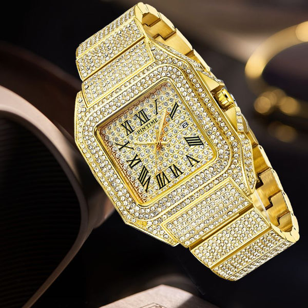 Reloj Cuadrado de Cuarzo para Hombre con Diamantes PINTIME
