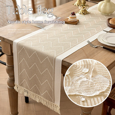 Mantel Largo de Algodón y Lino para Comedor