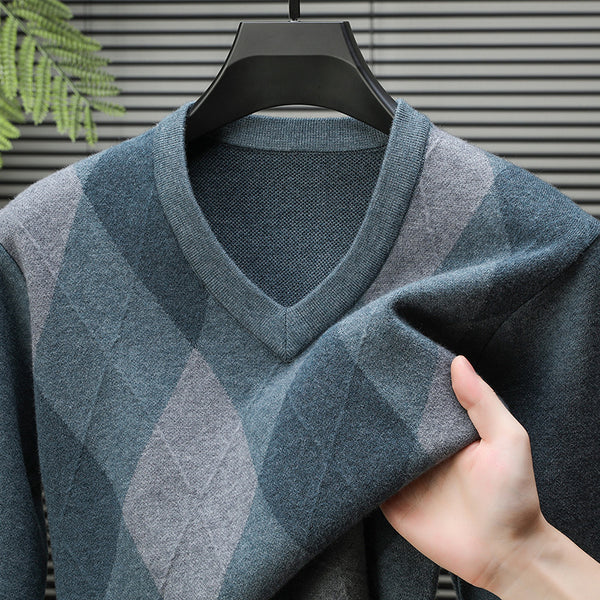 Suéter Casual de Cuello en V para Hombre - Tejido Premium