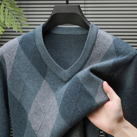 Suéter Casual de Cuello en V para Hombre - Tejido Premium - Image 2