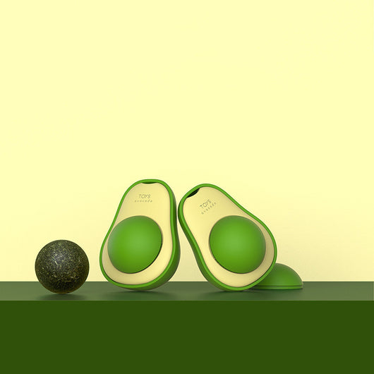 Two purple pet grooming brushes, a red interactive cat toy with a rope, and an avocado-shaped catnip toy. - Image 10