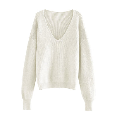 Suéter Tejido V-Neck Estilo Relajado para Mujer - Image 4