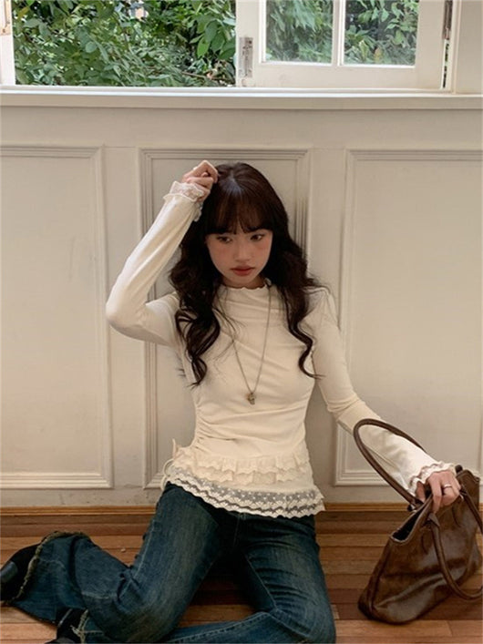 Blusa Ajustada con Encaje para Mujer - Manga Larga Elegante - Image 8