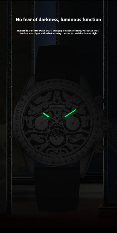 Reloj Mecánico Automático Hombre con Calendario Sol Luna Estrella Resistente al Agua - Image 11
