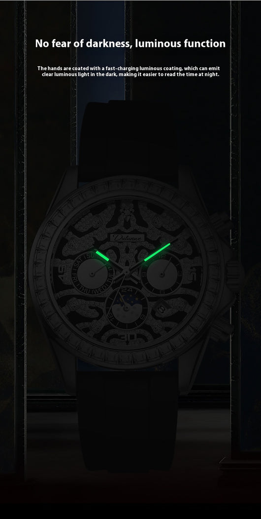 Reloj Mecánico Automático Hombre con Calendario Sol Luna Estrella Resistente al Agua - Image 11