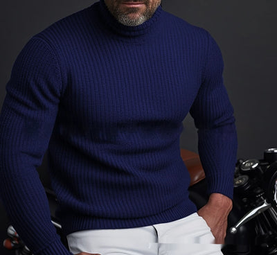 Suéter Cuello Alto Liso de Manga Larga para Hombre - Image 17