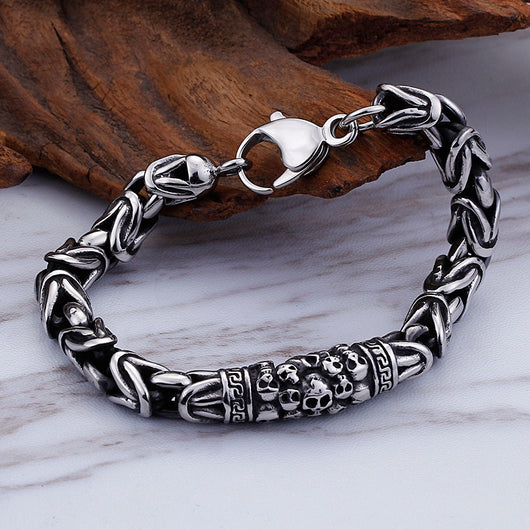 Pulsera de Cadena Trenzada Gótica Skeleton Punk Metal para Hombre - Image 7
