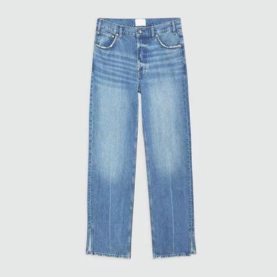 Jeans Rectos Azul Nórdico Cintura Media con Cierre de Botones para Mujer - Image 9