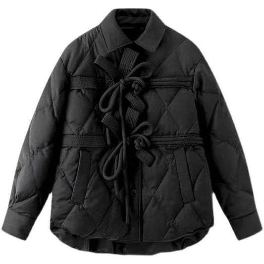 Chaqueta de Algodón Estilo Vintage Chino con Moño y Hebilla