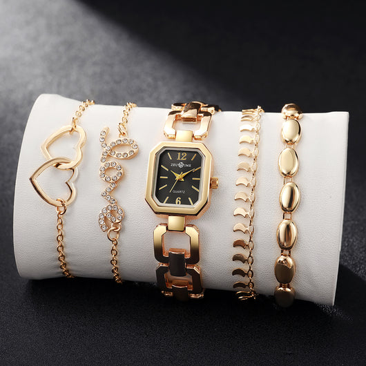Reloj Cuadrado Elegante para Mujer con Pulsera Corazón - Image 6