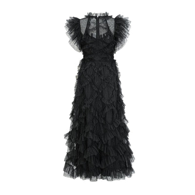 Vestido Elegante sin Mangas con Cuello Tortuga y Falda Tableada Bordada - Image 54