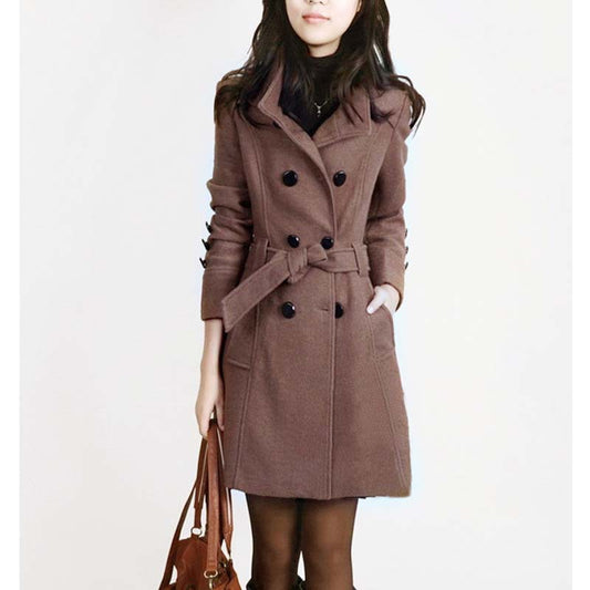 Abrigo Tweed Doble Botonadura Largo