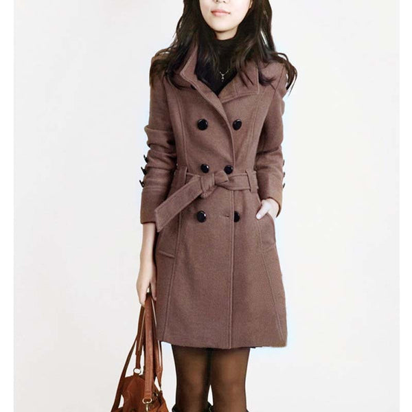 Abrigo Tweed Doble Botonadura Largo