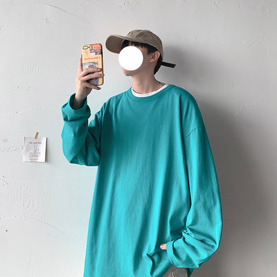 Camiseta Manga Larga Hombre Cuello Redondo Suelta Primavera Otoño - Image 12