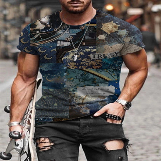 Camiseta Estampada Digital 3D Cuello Redondo Manga Corta - Image 13