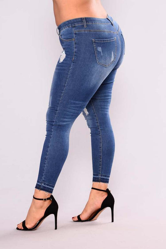 Jeans Elásticos Ajustados con Rotos Desgarrados - Image 7