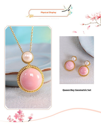 Aretes de Plata S925 con Concha Rosa y Diseño Geométrico Minimalista - Image 16