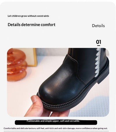 Botas de Cuero para Niñas con Forro de Terciopelo y Suela Flexible - Image 18