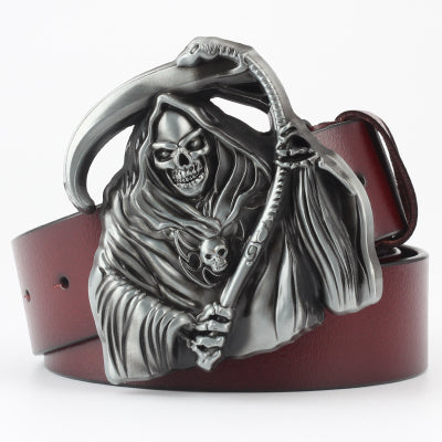 Cinturón Casual de Cuero con Hebilla Ghost Head y Correa Ancha Decorativa - Image 10