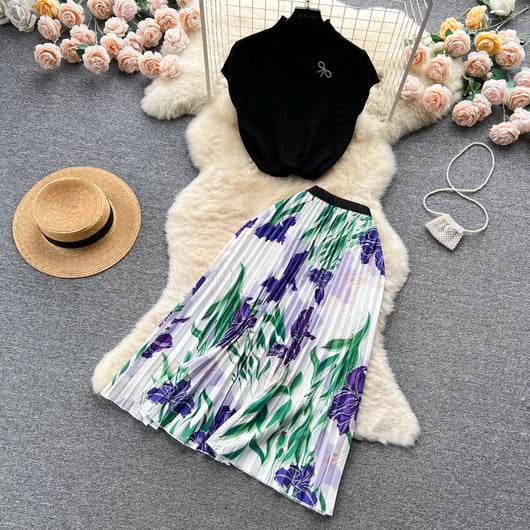 Conjunto de Dos Piezas: Blusa Plisada sin Mangas y Falda Diseño Exclusivo para Mujer - Image 16