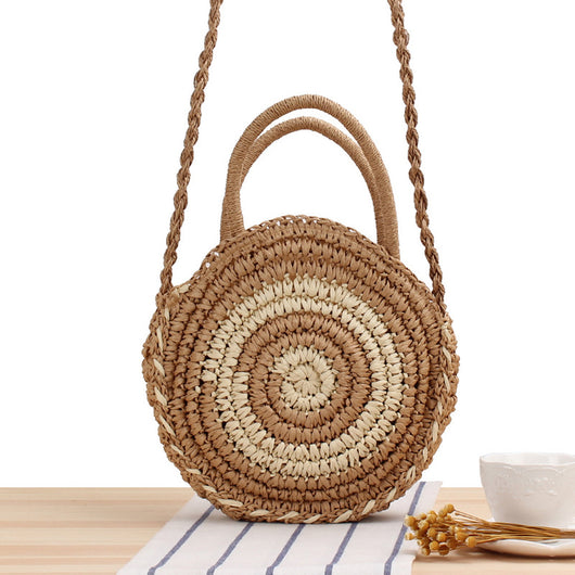 Bolsa de Playa Redonda Tejida a Mano - Bolso Cruzado de Ratán para Mujer - Image 52