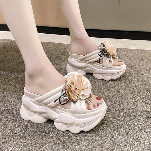 Sandalias Gruesas con Flores para Mujer - Estilo Trendy