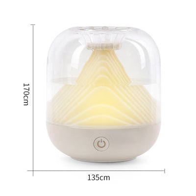 Red USB rechargeable humidifier with a clear dome top and a unique mountain-shaped interior design. - Image 16