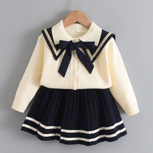 Conjunto Cardigan y Falda Tejida Estilo Occidental para Niña - Image 11