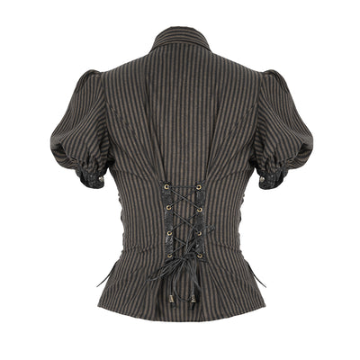 Camisa Rayada con Mangas Abullonadas - Ajuste Slim - Image 5