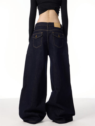 Jeans Retro Americano Tiro Alto Azul Oscuro - Image 13