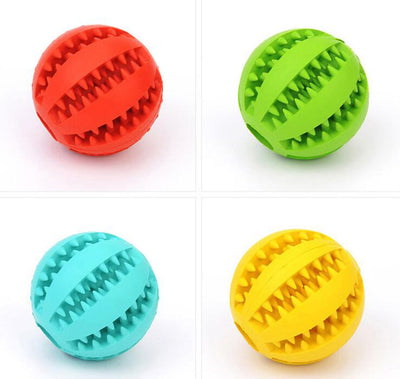 Bright green rubber pet toy ball with textured spikes and ridges for dental cleaning and food dispensing. - Image 18