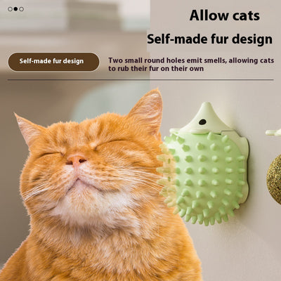 Grass green hedgehog catnip ball toy with a spiky back and smooth face, designed for scratching and play. - Image 2