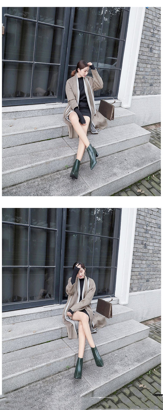 Botas Cortas de Cuero para Mujer con Tacón Grueso - Image 10