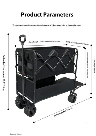 Carrito de Compras Plegable de Gran Capacidad con Doble Bandeja - Image 12