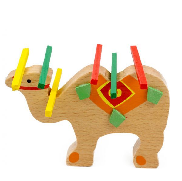 Juguete de Madera Colorido para Equilibrio - Animales Caballo, Elefante y Camello