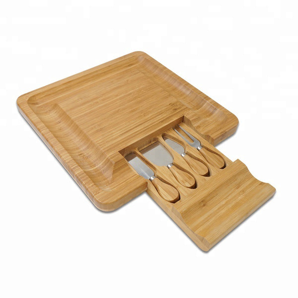 Tabla de Quesos de Bambú Premium con Juego de Cuchillos