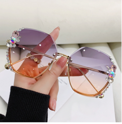 Gafas de Sol Frameless con Cristales de Diamante y Protección UV Morado - Image 10