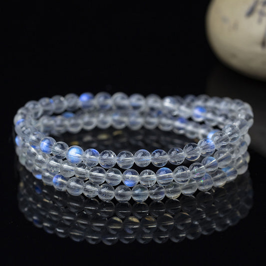 Pulsera de Tres Anillos con Piedra de Luna Azul