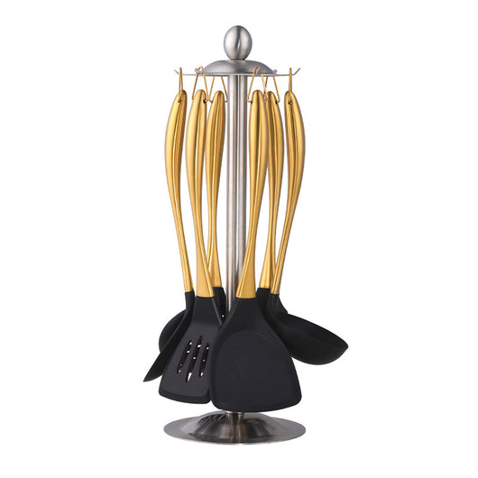 Set de 7 Piezas Sartén Antiadherente Wok con Espátula Acero Inoxidable y Soporte - Image 6