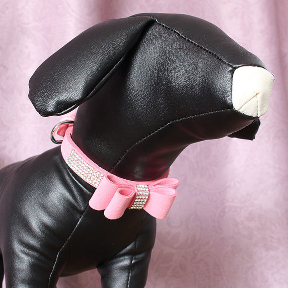 Collar y Correa para Perro y Gato de Cuero con Brillantes