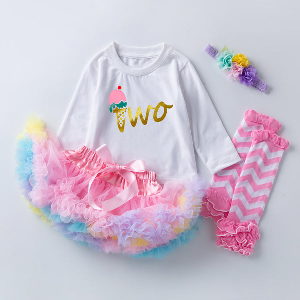 Conjunto de Falda Esponjosa Rosa y Calcetines a Juego