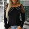 Camiseta Manga Larga Estilo Explosivo con Perforado Brillante para Mujer