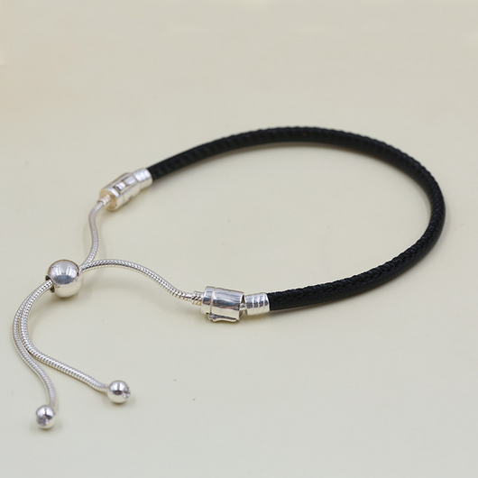 Pulsera de Cadena en Cuero Negro - Image 6