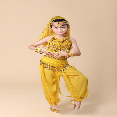 Traje de Danza del Vientre Infantil con Lentejuelas - Disfraz de Danza India para Niñas - Image 6