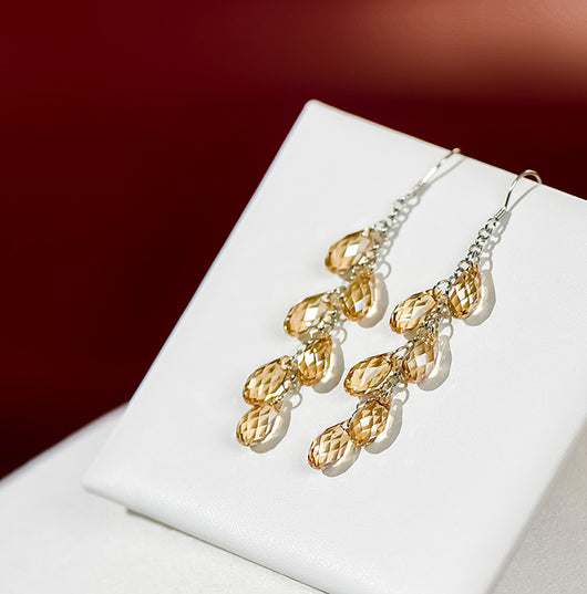 Aretes de Cristal con Aguja de Plata - Cortina de Cuentas Brillante - Image 8