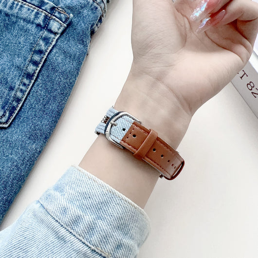 Reloj Inteligente con Correa de Cuero Denim y Hebilla Metálica - Image 2